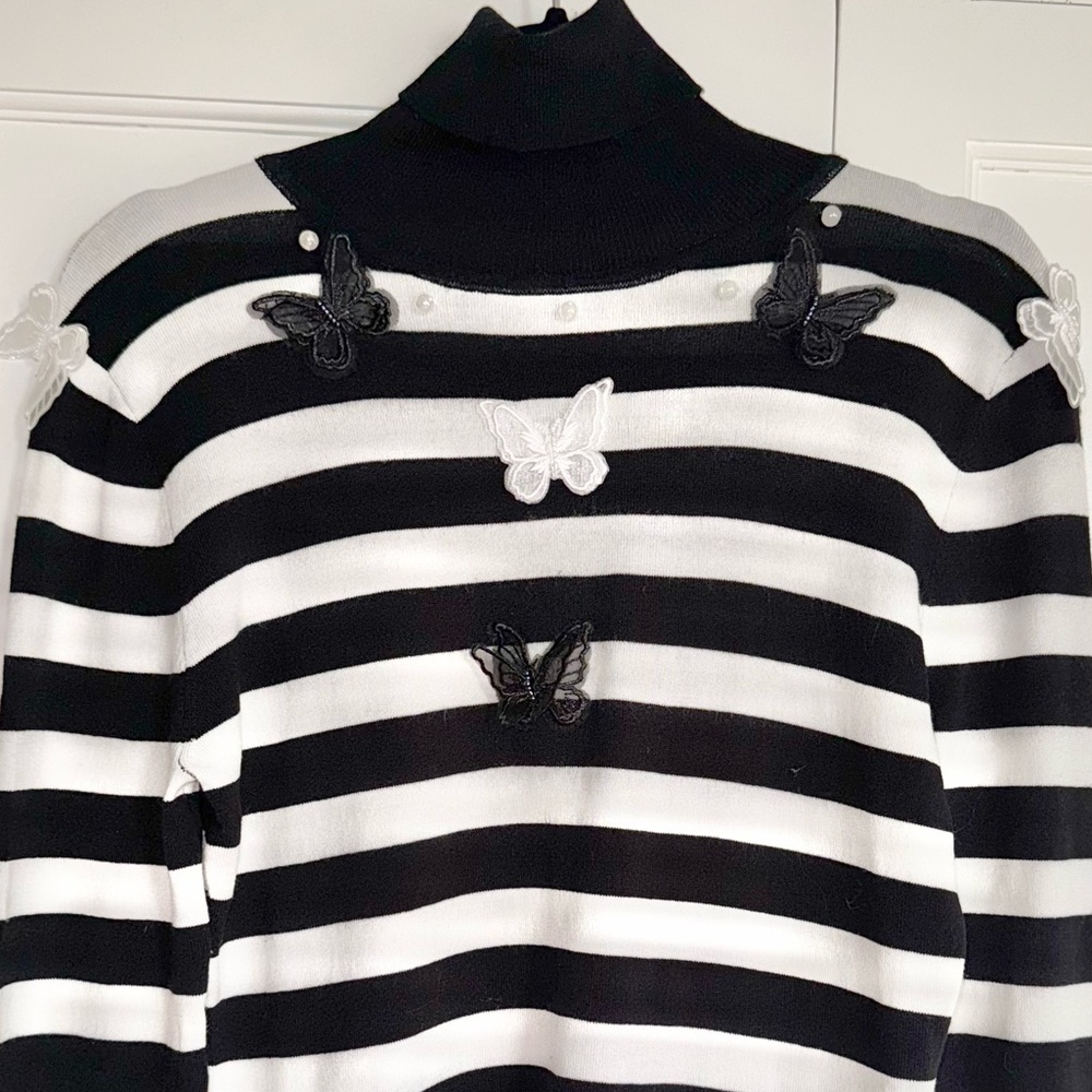 Hand-embellished butterfly sweater with pearl detail